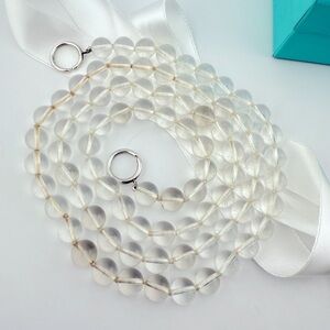 RARE Tiffany & Co. Paloma Picasso Rock Crystal Bead Necklace 36" Silver
